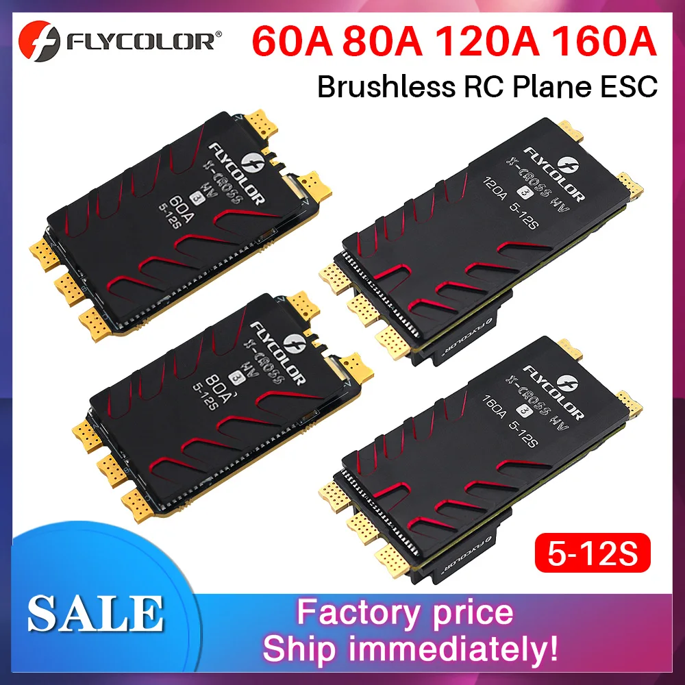 

Flycolor Brushless ESC X-Cross HV3 60A 80A 120A 160A ESC 5-12S Lipo BLHeli-32 Dshot Proshot 64MHz 32-Bit For RC FPV Racing Drone