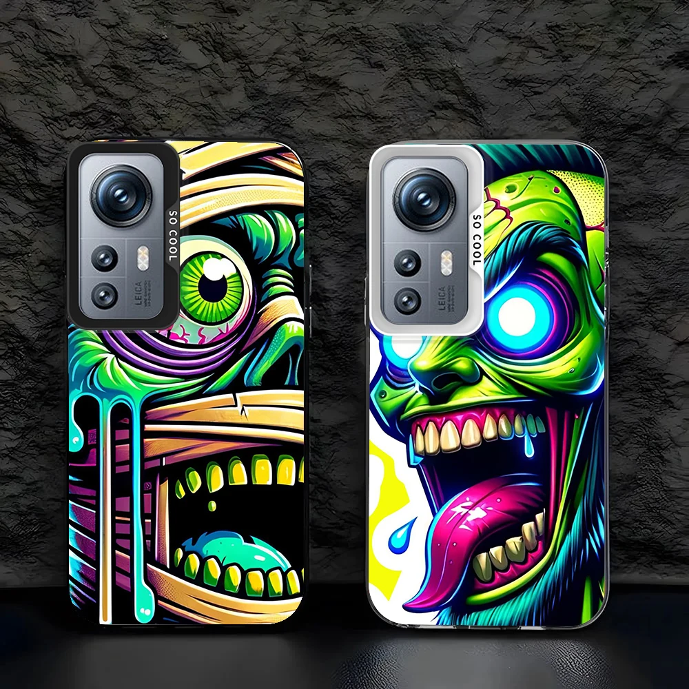 Cartoon Zombie Cool For Redmi K60 12 10X 9T 9C 8 A1 A2 Plus 4G Fashion Colorful Silver Phone Case