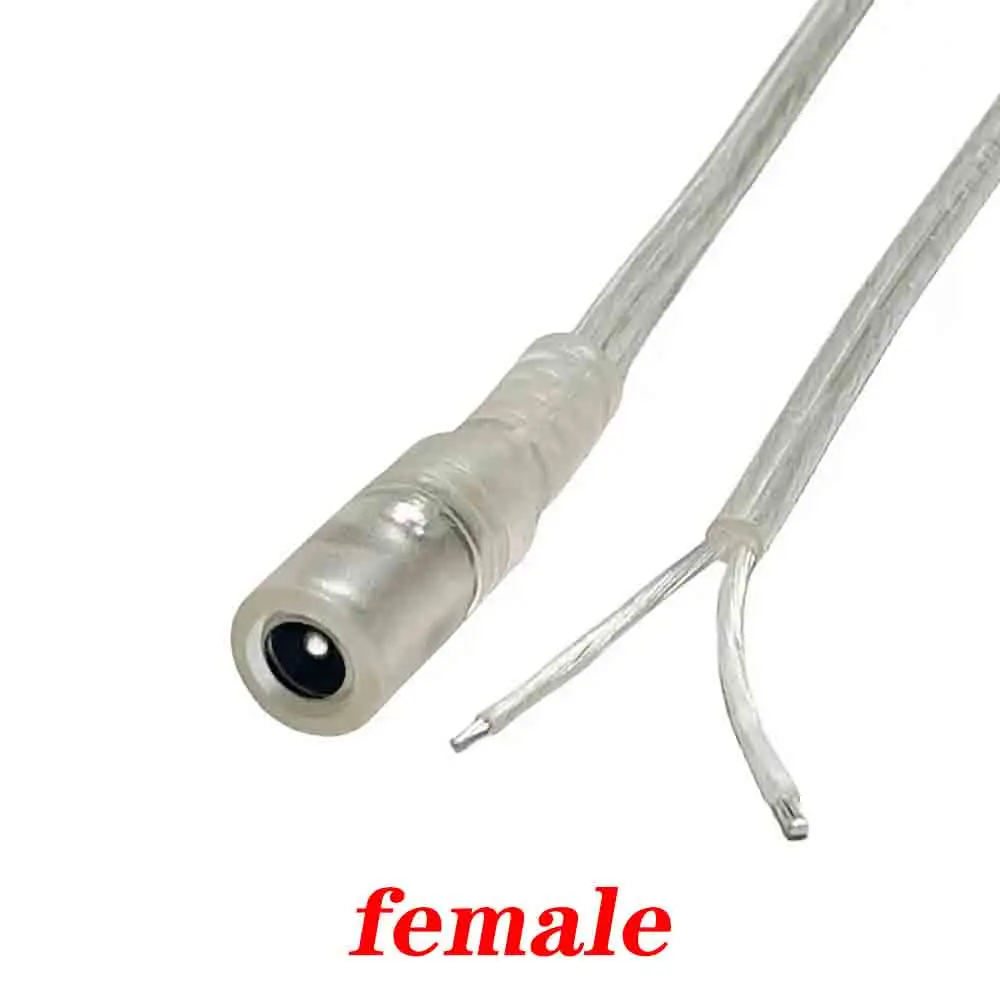 0.2m 1m 2m trasparente DC maschio femmina adattatore di alimentazione cavo Pigtail 5.5x2.1mm 5v 12V connettore 22AWG 3A cavo per luce di striscia a