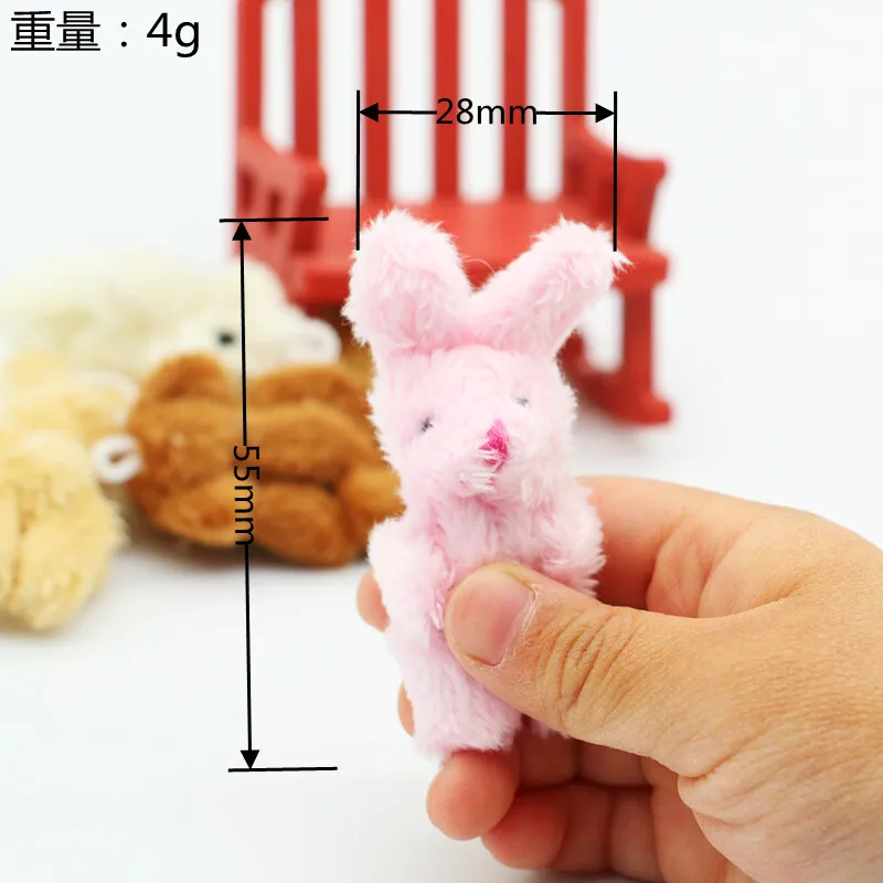 1/6 Dollhouse Fur Bunny Bear Rabbit Mini Animal Miniature Simulation Model Scene Toys Shooting Props Decoration Kids Home Decor