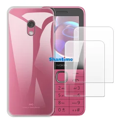 Soft Case + 2 Pack Tempered Glass Screen Protectors for Nokia 225 4G 2024 Full-Body Protection, Shockproof