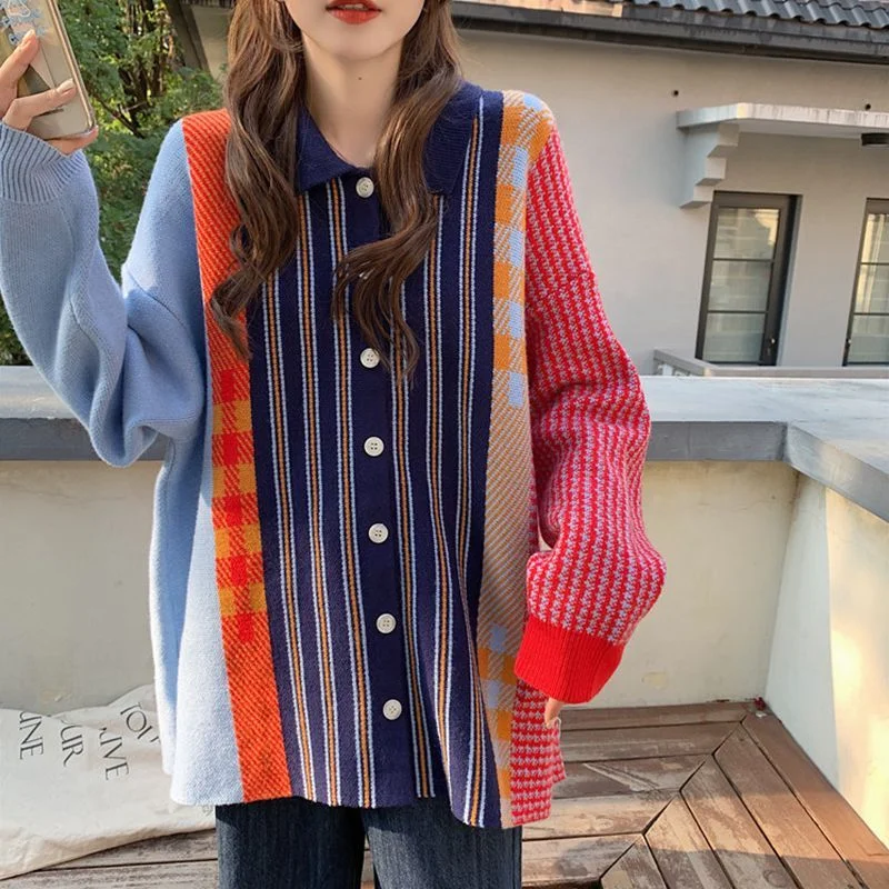 

Осенне-зимнее пальто в корейском стиле, свитер-поло, свободный кардиган в западном стиле, свитер, топ