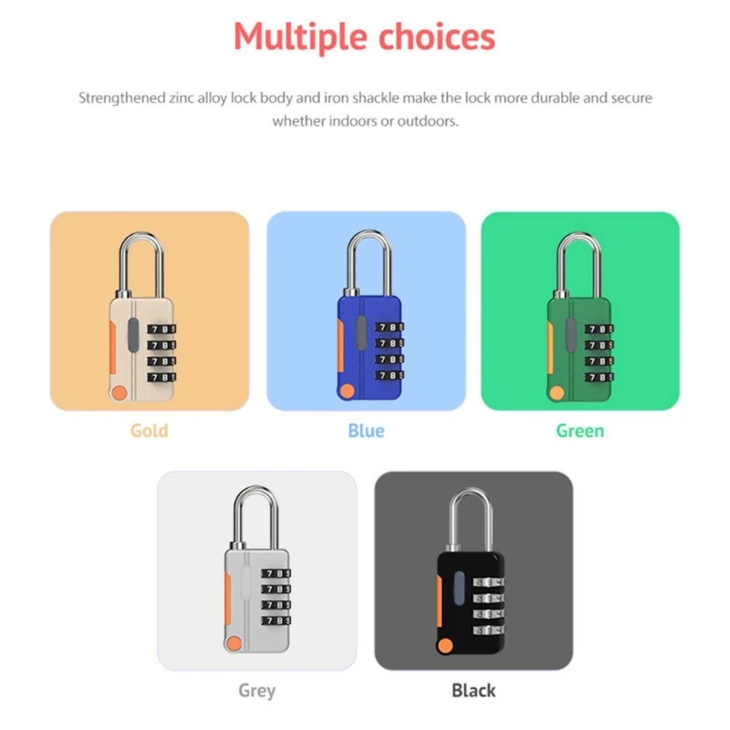 4 Digit Code Combination Padlock Small Travel Luggage for Case Lock Keyless Shackle Lock for Backpack Gym School Locker