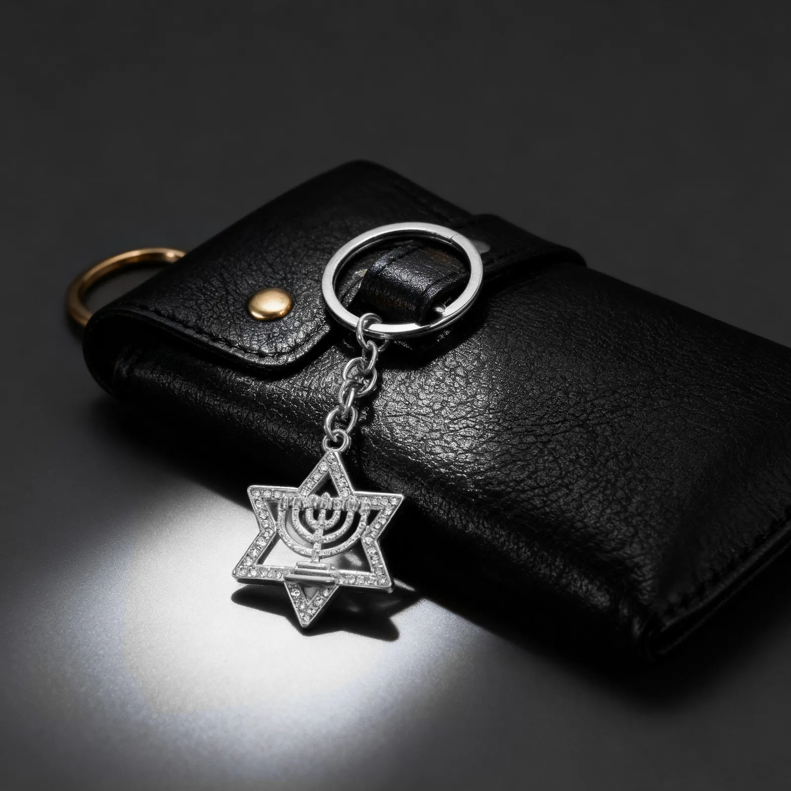 4Pcs Star Keychain Menorah Pendant Metal Keyring Handbag Charm Purse Decor Car Key Chain Jewelry Accessory for Women Holiday
