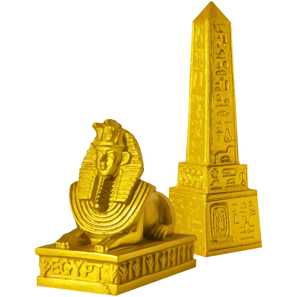 

2pcs Ancient Egyptian Sphinx Statue Craft Desktop Decor Fine Detail Resin Artwork Office Home Adornment