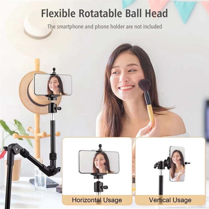N82R 1/4 ST-01 Bracket Flexible Foldable Desk Mount Stand Ballhead Adapter For Fill Light LED Ring Light Camera Smartphone