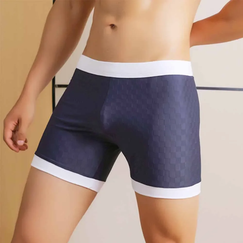 Men's Checkered Grid Lounge Shorts, Cool Touch Casual Sleepwear with Contrast Trim Youth Fashion Sports Boxy Underwear Aro Pants