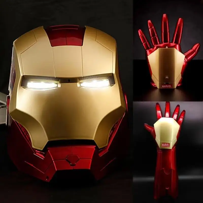 Marvel Iron Man Helm Mk Jarvis Draagbare Automatische Opening En Sluiting Kap Vervormbare Lichtgevende Kap Mechanische Arm Speelgoed Geschenken