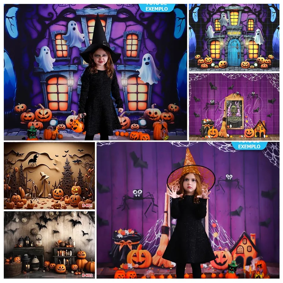 Happy Halloween Party Photocall Backdrop Horror Night Scary Pumpkin Moon Forest Castle Children Portrait Photography Background