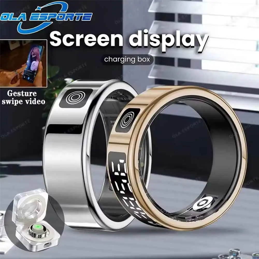 

2025 New Smart Ring Women Men Support Screen Display Health Monitor Gesture Control Multi-Sport Modes 5ATM Waterproof Smartring