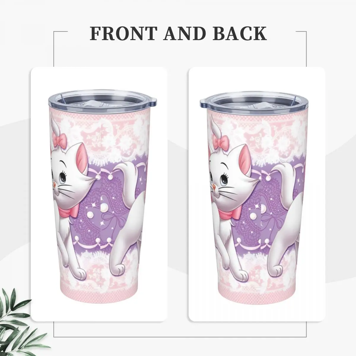 Stainless Steel Tumbler Marie Cat Disney Thermal Mug Keep Heat Cold and Hot Mugs Cup Driving Custom Water Bottle