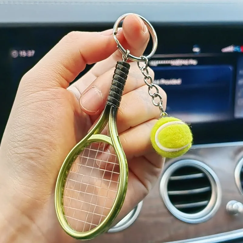 Simulation tennis racket metal pendant small mini tennis match souvenir gift small gift innovative keychain