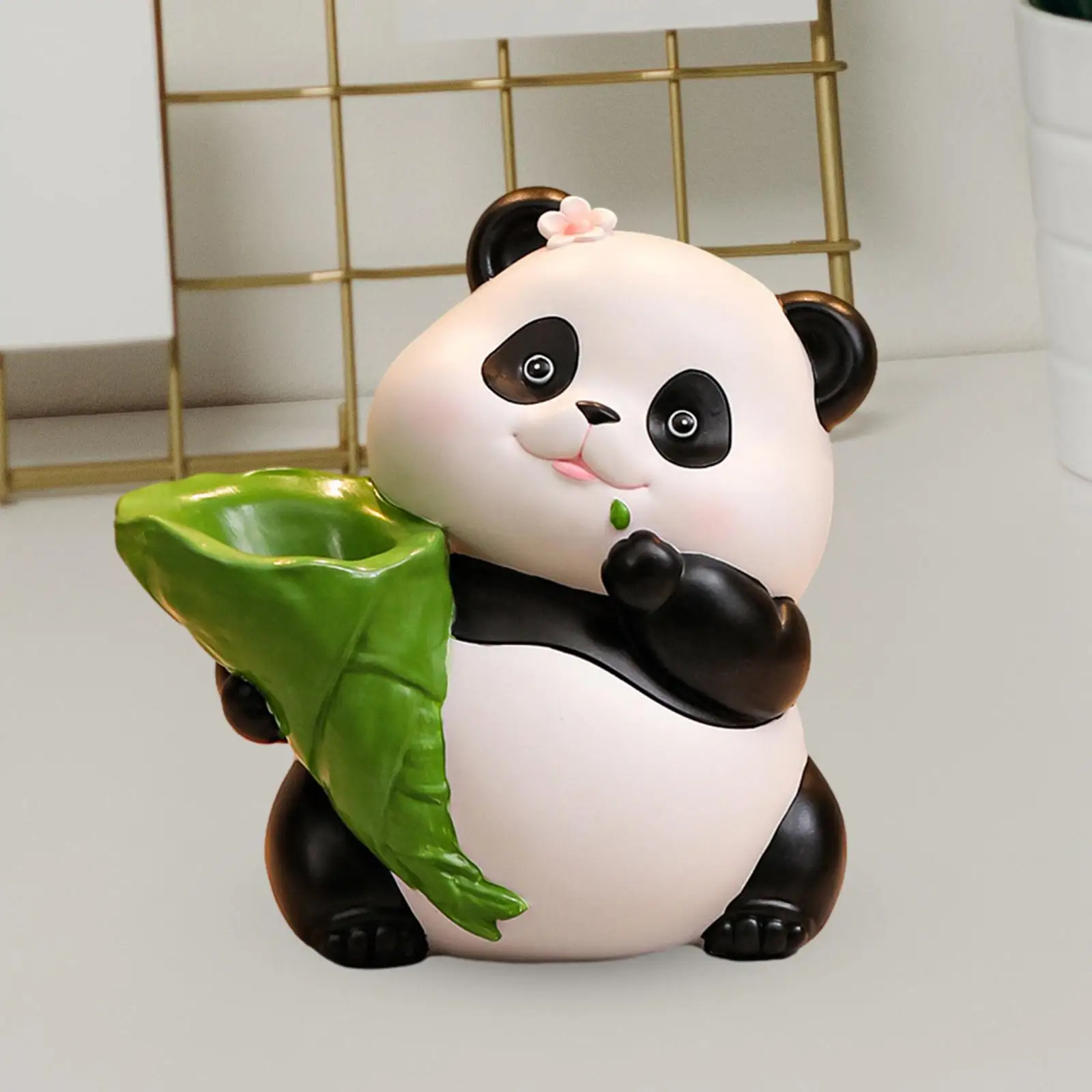 

Panda Figurine Piggy Bank, Creative Resin Collectible Money Bank, Plant Pot for