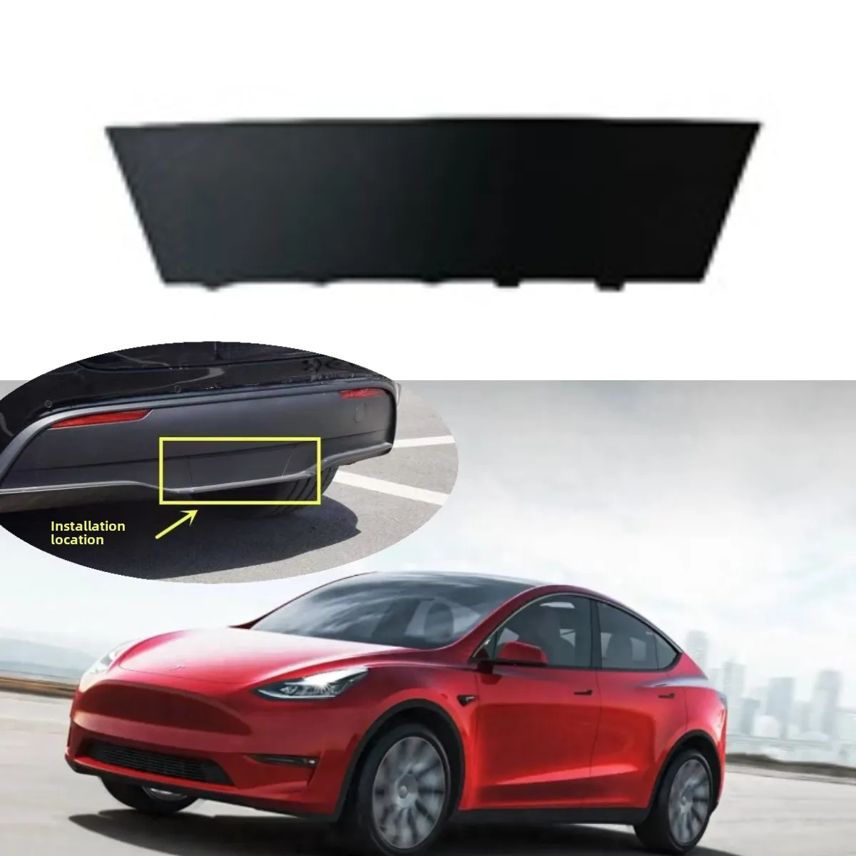 

For Tesla Model Y Rear Bumper Trailer Cover Black Small Cover 1494009-00-B
