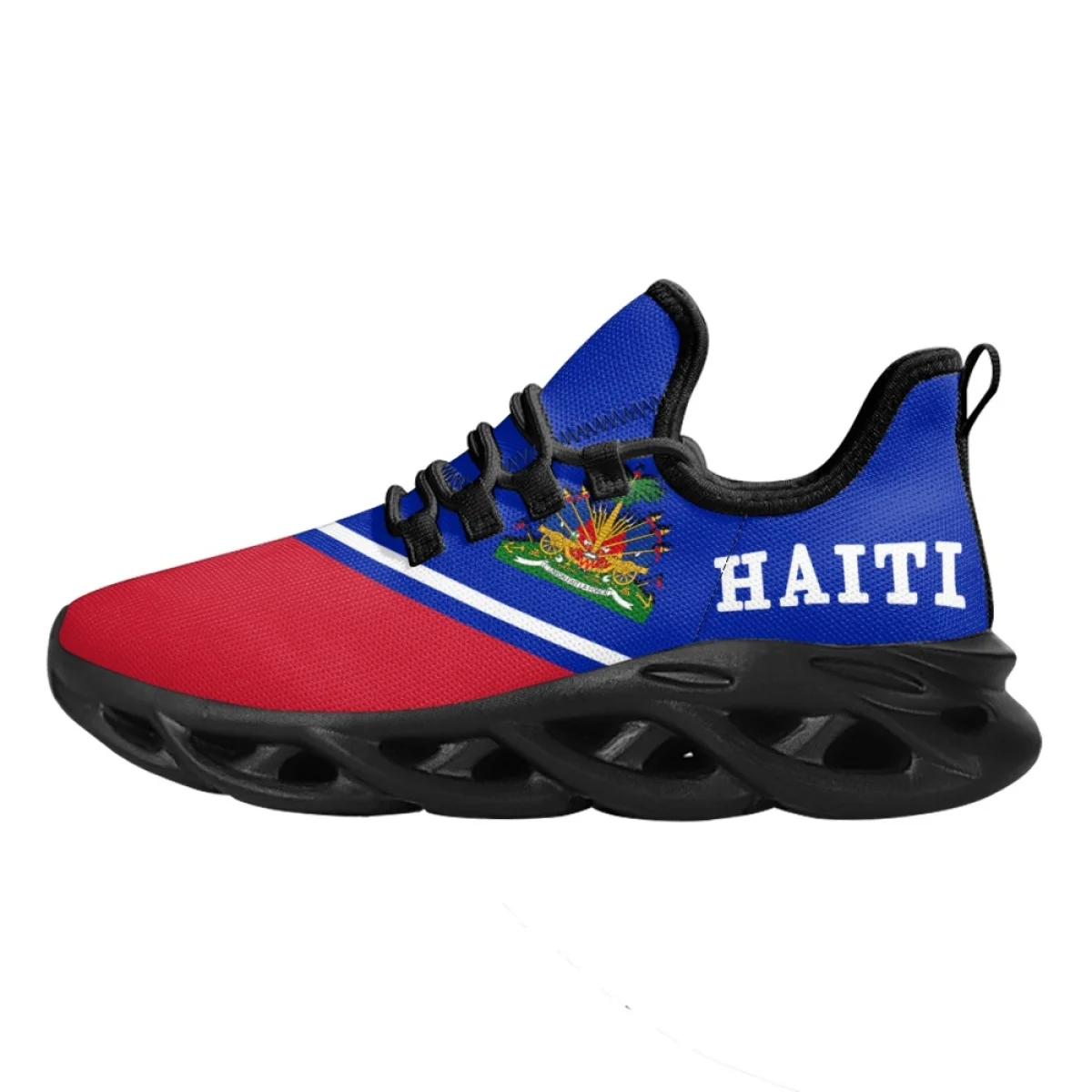 INSTANTARTS Men\'s Running Shoes Cushion Haiti Flag Outdoor Sports Jogging Sneakers Mesh Design Classic Plus Size 36-46 Tennis