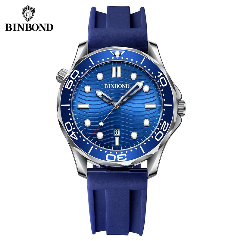 

BINBOND B2820 New Casual Fashion Ultra-thin Sea Horse Series Quartz Mens Watches 30M Waterproof Luminous Sports Mens Watches