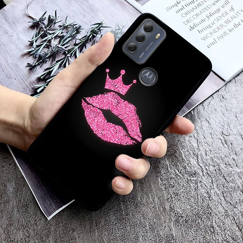 Black Red Lips Kiss Phone Case For Moto G84 G22 G32 G42 G52 G62 G53 G72 G60 G60S G100 G10 G20 G30 G13 G50 G 5G G Pure