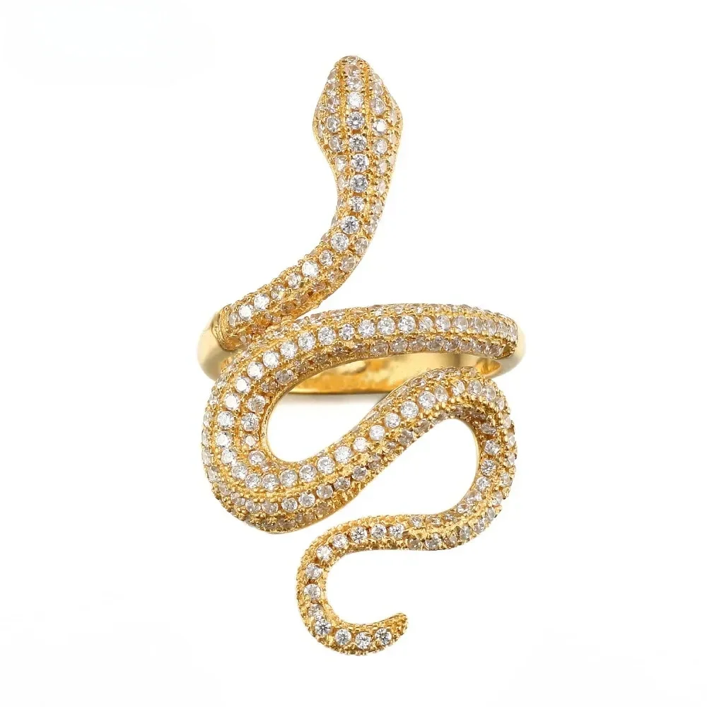 Spirit Snake 925 Sterling Silver Ring  Chic & Versatile Cubic Zirconia Rings Encrusted for Hip Hop Ice Out  Luxury  Jewelry