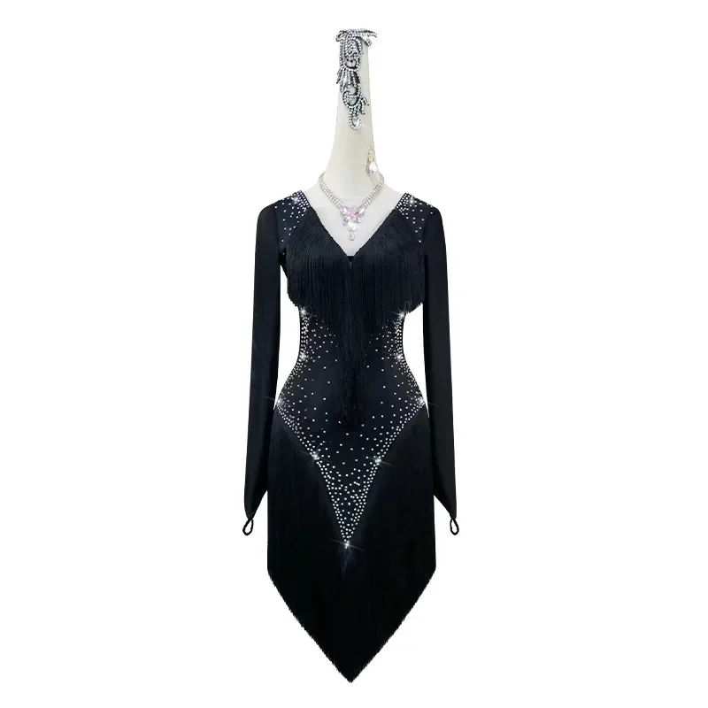 

Black Performance Clothing Stage Costume Women Latin Dance Dress Competition Practice Ballroom Dancewear Top Outfit Girls Suit