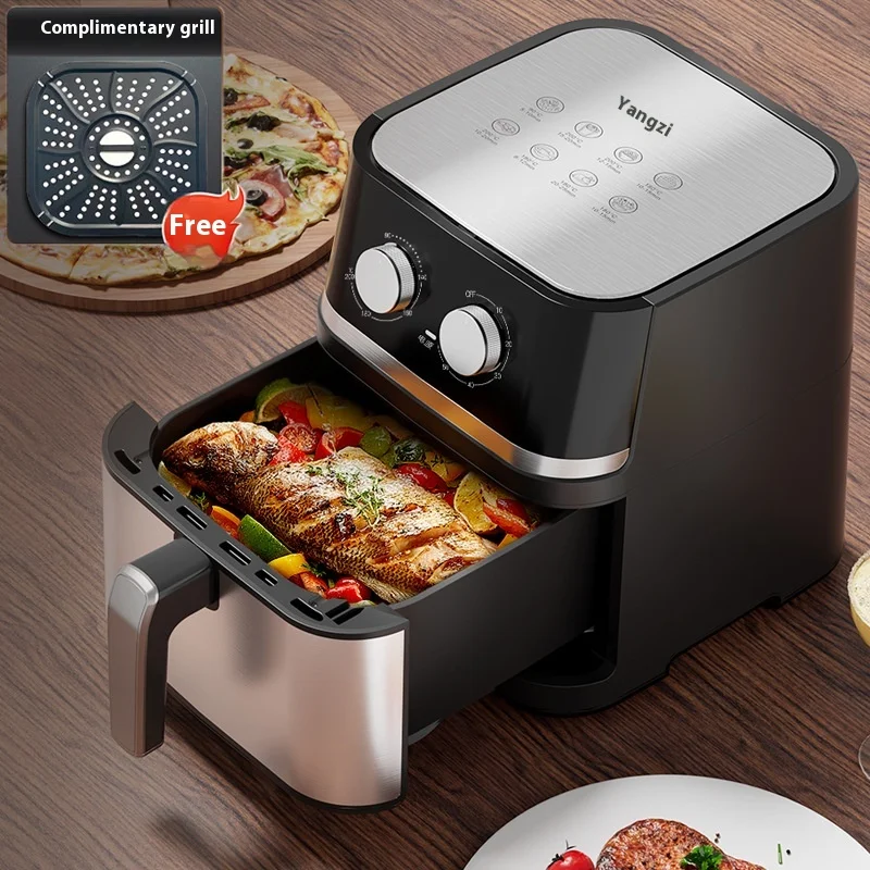 مقلاة هوائية كهربائية أوتوماتيكية بالكامل متعددة الوظائف بسعة كبيرة - فرن منزلي من الفولاذ المقاوم للصدأ مربع طباخ حديث متكامل