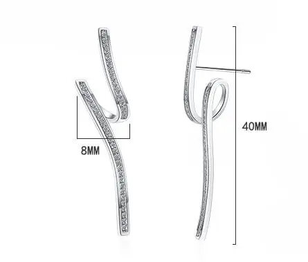 Unregelmäßige Ohrstecker aus 925er-Sterlingsilber, Manschette für Damen, Moissanit-Diamant, parallele Linien, Ohrringe, 2024, Trend-Schmuck