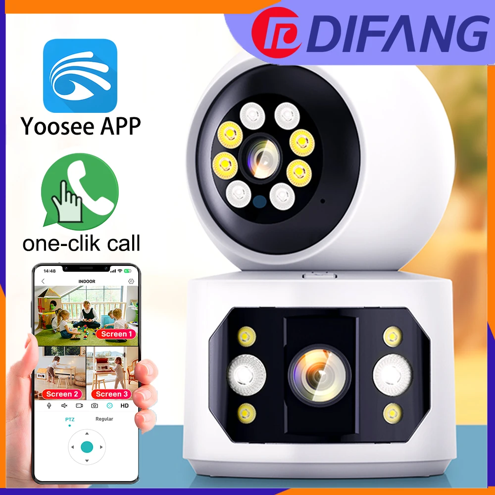 

DIFANG 3 Screens Smart WiFi IP Camera One Click Call AI motion tracking Color Night Vision Yoosee Wireless Security CCTV Camera