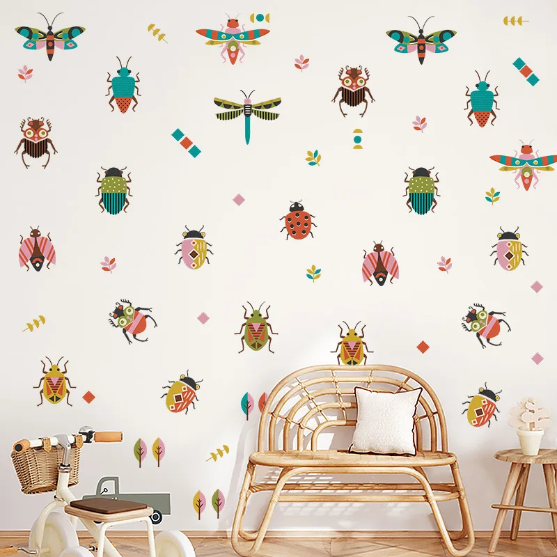 4Sheets Animals Insects Wall Sticker, Colourful Dragonfly Cartoon Butterfly Wall  Window Stickers Bedroom Wall Decorations