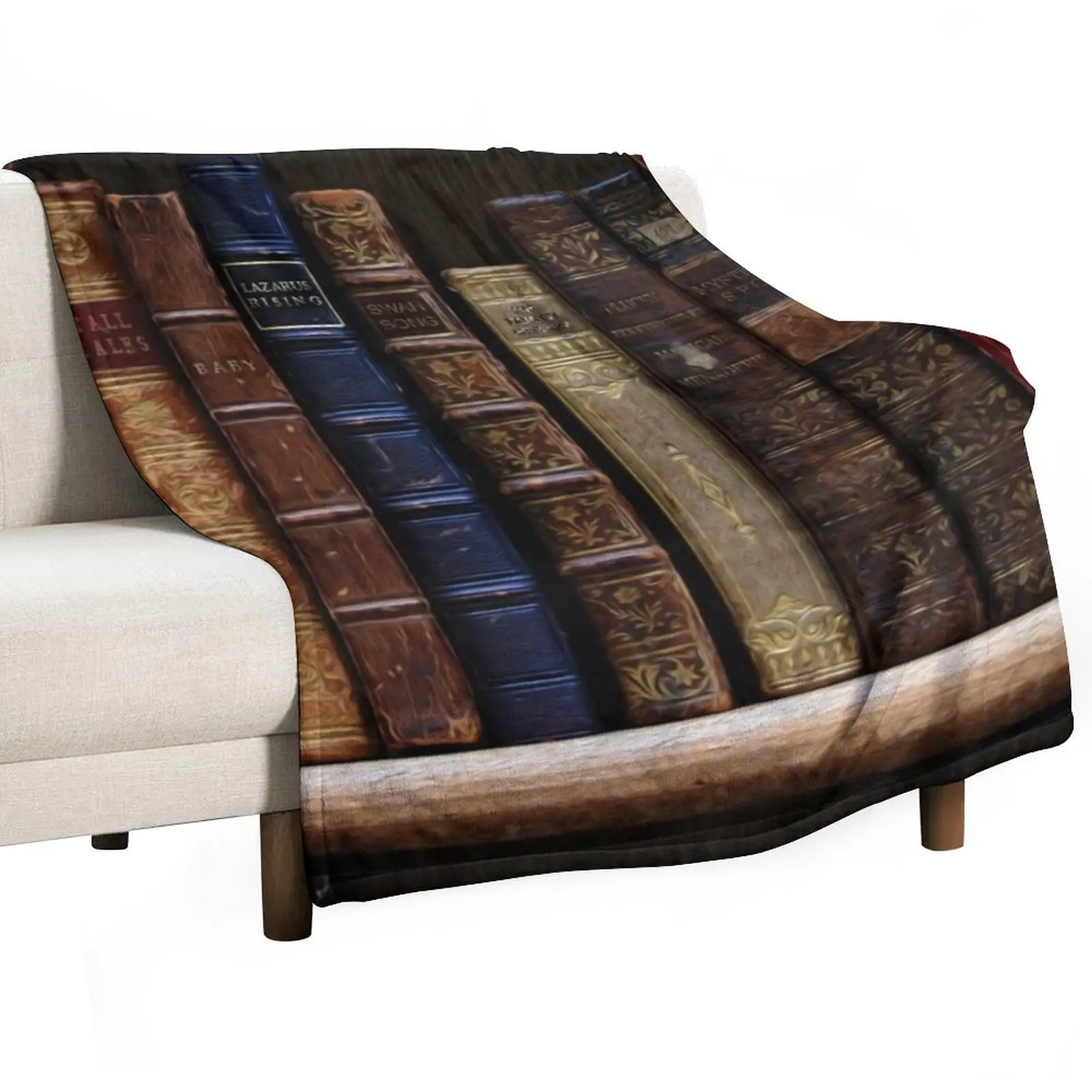 Antique Books of Supernatural Episodes Graphic Art, Single and Repeating Pattern Throw Blanket Hairys Camping Retros Blankets