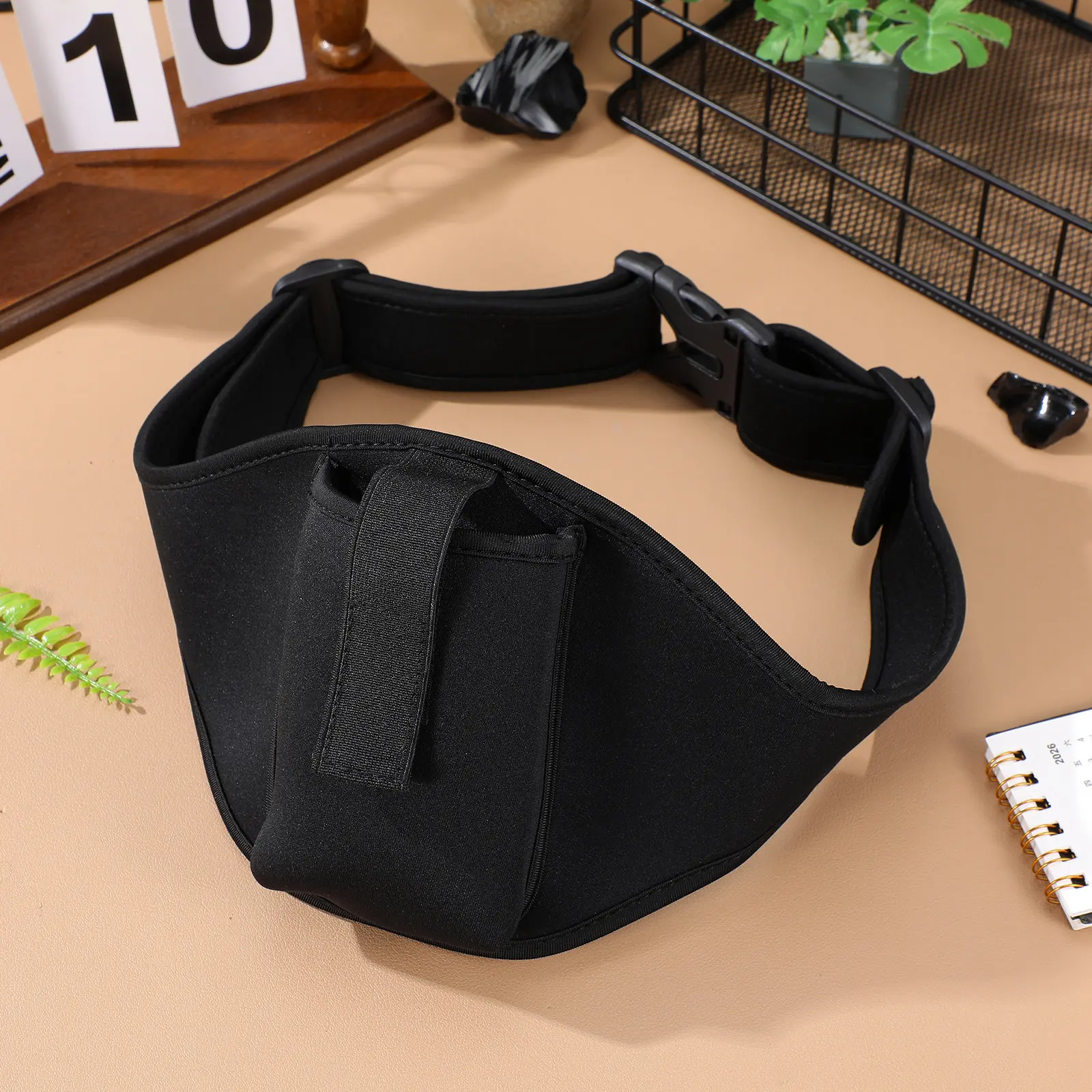 

Fitness Belt Mic Adjustable 85cm Black Neoprene Gym Waist Pack Storage Microphone Holder Running Bag Sport Pouch
