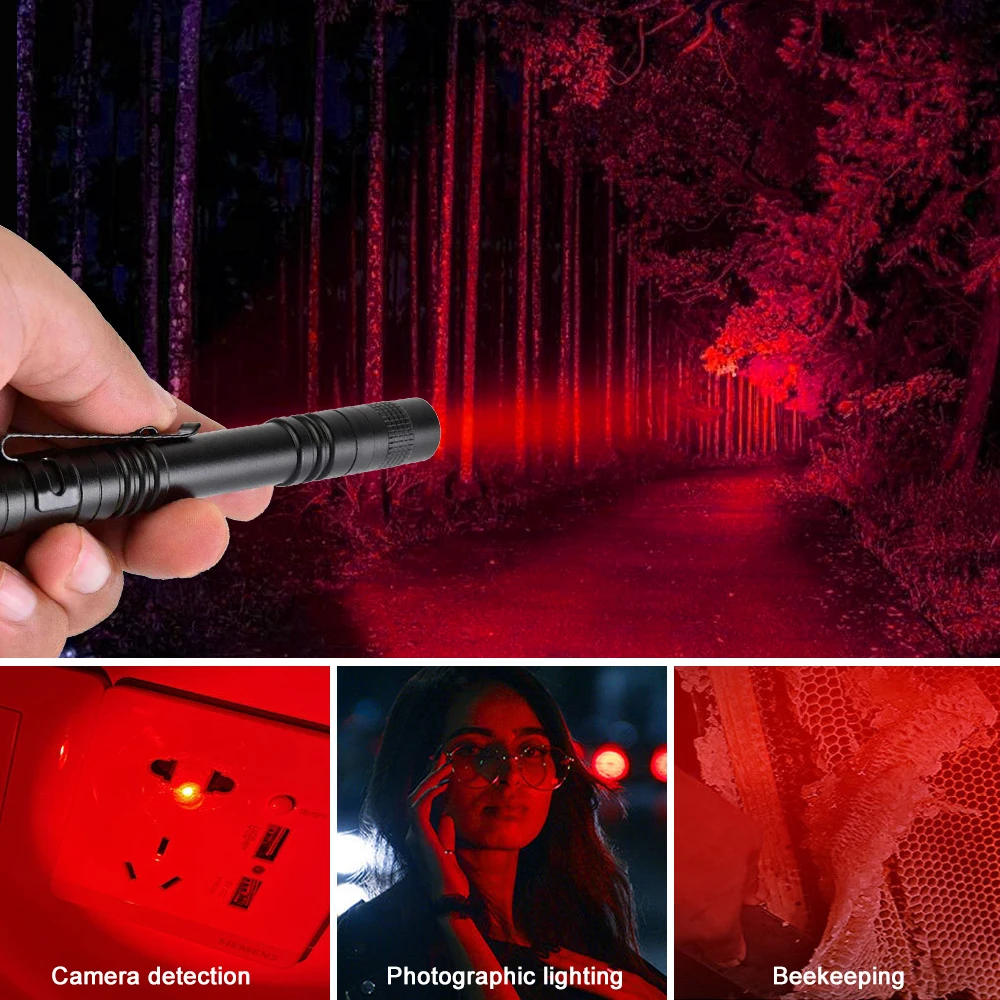 Imagem -04 - Mini Portátil Led Bolso Caneta Luz Ultra Brilhante Alto Lúmens Lanterna Portátil Camping Tocha ao ar Livre Branco 395nm Vermelho