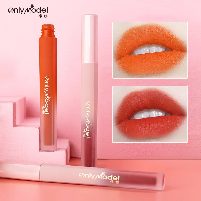 Velvet Orange Lipstick Brighten Skin Matte Lipsticks Waterproof Long Lasting Lip Stick Lip Tint Women Korean Cosmetic Lip Glaze