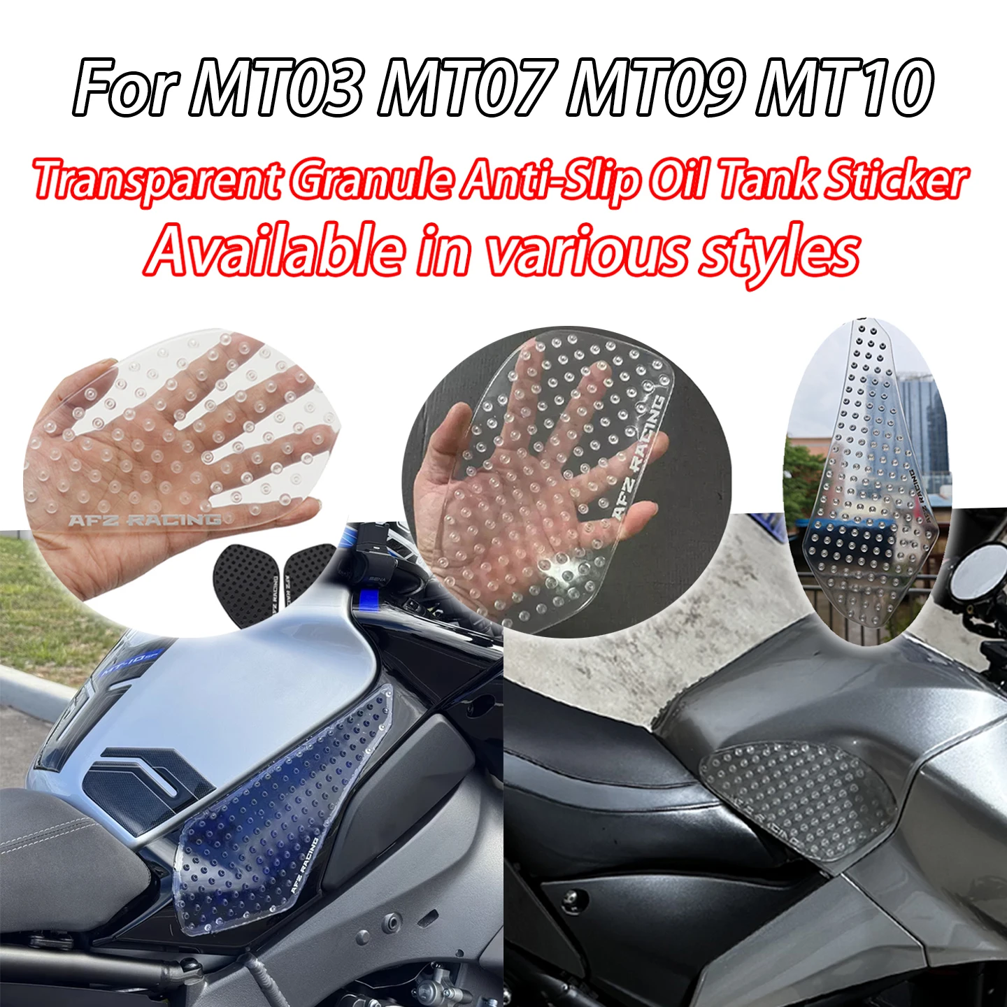 

Suitable for Yamaha MT03 MT07 MT-09 MT-10 Tank Traction Pad Protective Sticker Tank Grip Transparent 3D Rubber Anti-Slip Sticker