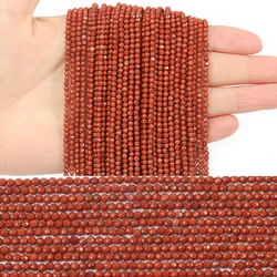 Wholesale 2 3 4mm Natural Red Jasper Bead Small Faceted Stone Beads Round Spacer Bead For DIY Bracelets Necklaces Jewelry Making