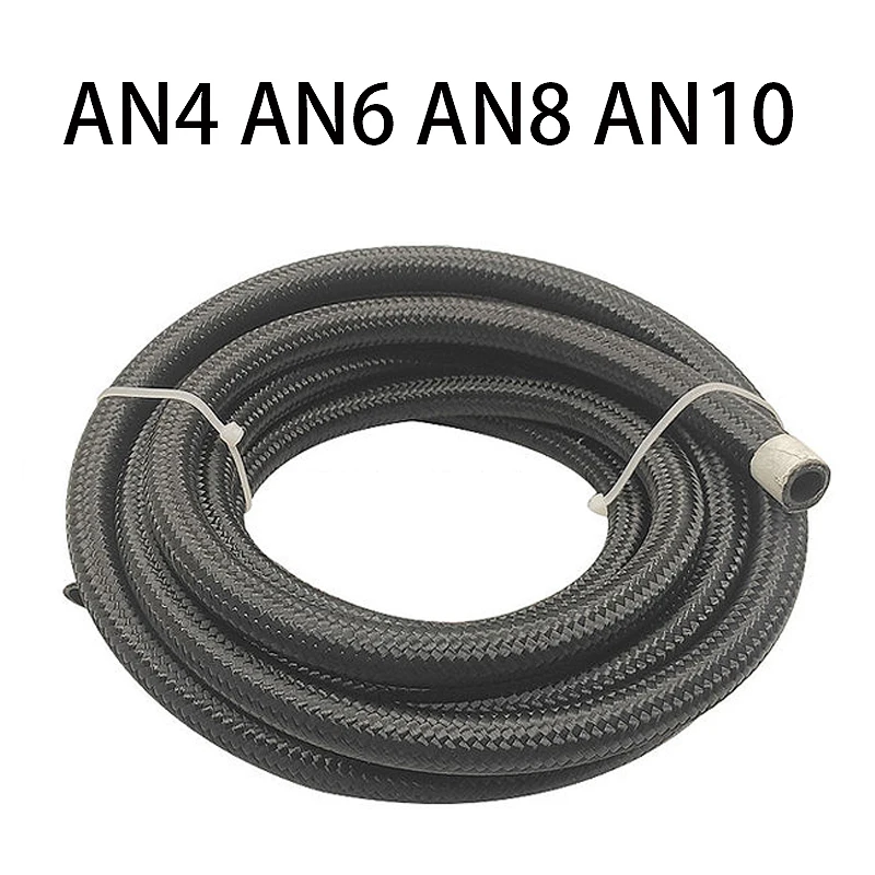 

5M AN4 AN6 AN8 AN10 Hose Oil Fuel Hose Oil Gas Cooler Hose Line Pipe Tube Nylon Stainless Steel Braided Inside CPE Rubber