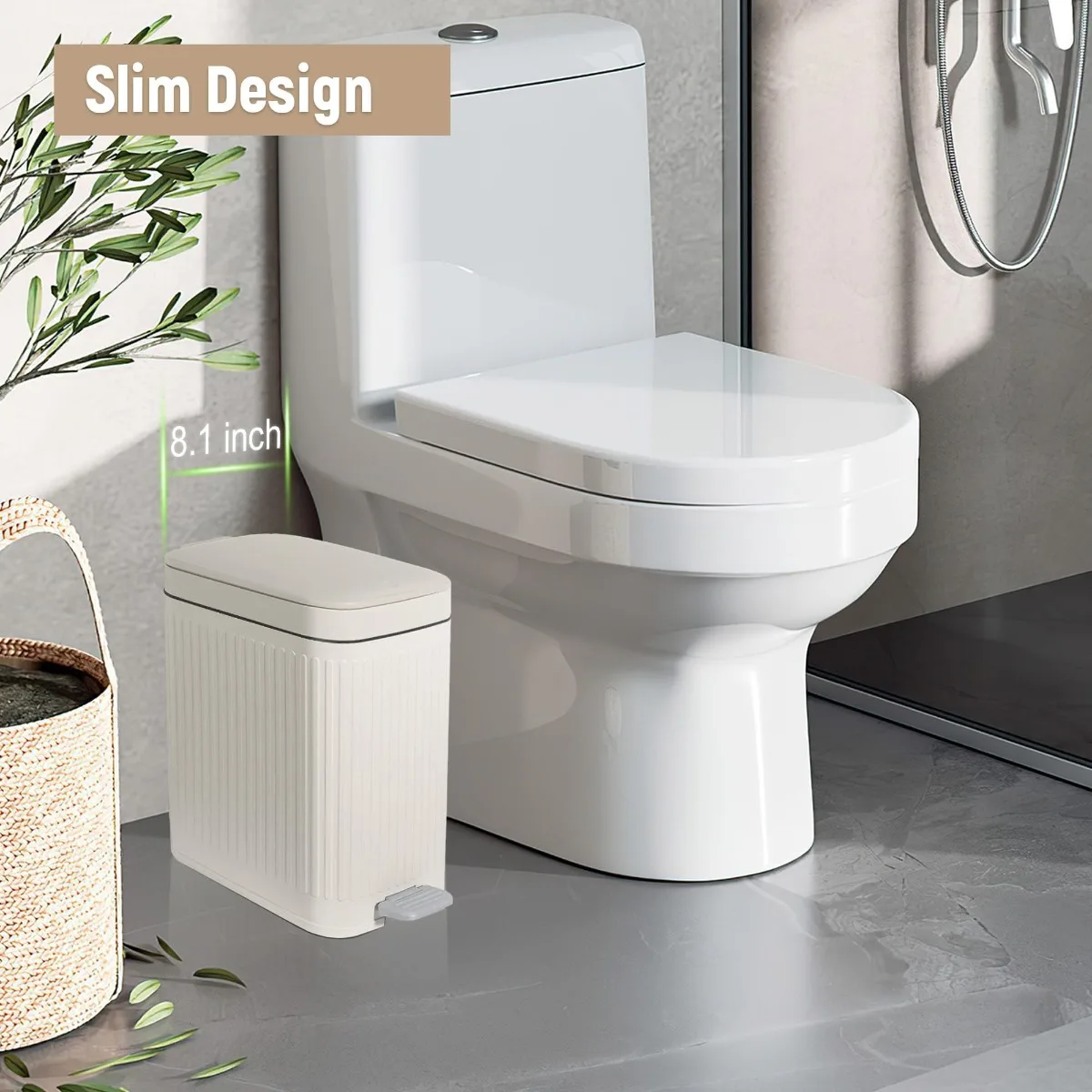Foot Pedal Trash Can Recycling Bin with Lid Space Saving Waste Sorting Container Home Organization Bedroom Office Toilet