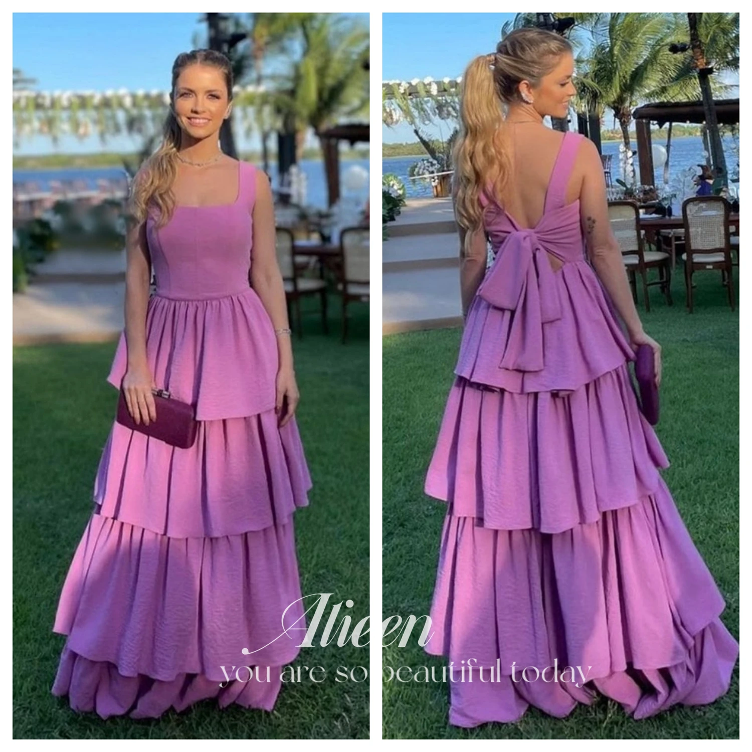 

Aileen A Line Tiered Skirt Long Evening Dresses Spaghetti Straps Formal Dress Elegant Party Dress Floor Length Prom Gowns 2023