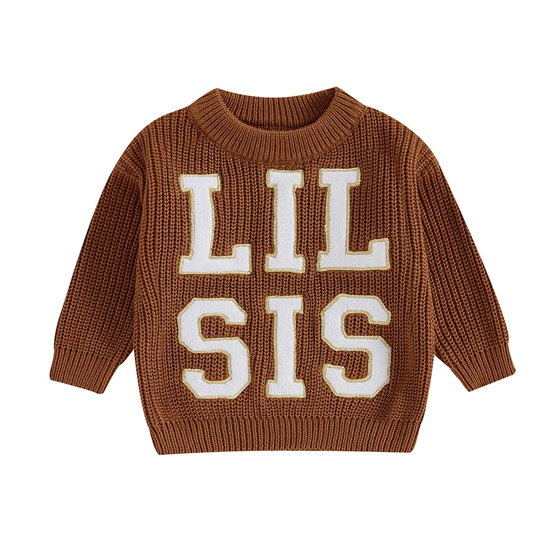 Baby Girl Sweaters Classic Long Sleeve Letter Embroidery Knit Pullover Newborn Fall Tops