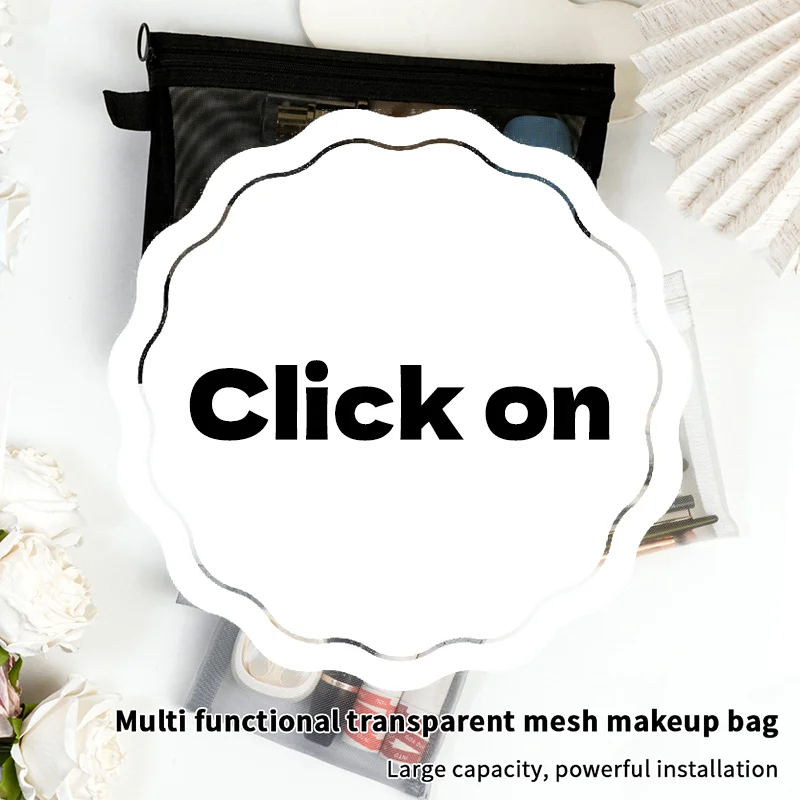 

Black/Gray/White Mesh Cosmetic Bag Travel Storage Makeup Bag Organizer Female Make Up Zipper Pouch Portable Toiletry Case