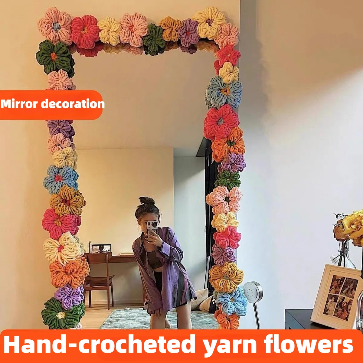 ديكور مرآة DIY، إطار مرآة لكامل الجسم، حافة مرآة أرضية، حزمة مواد تحويل يدوية إبداعية