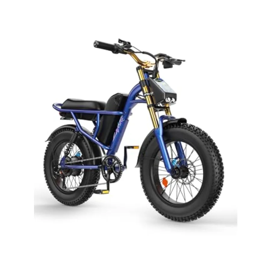 

Electric Bike for Adults: 1500W Peak Motor, 48V 15.6Ah Removable Battery, 70-Mile Range, 28 MPH Top Speed, 20 Fat Tire Off-Road