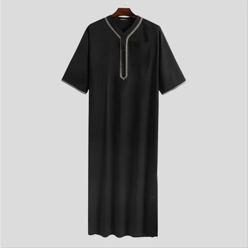 New Eid Muslim Islamic Middle East Abaya Dubai Malaysia Loose Gown Button Shirt Men Clothing Jalabiya Abayas Ramadan Caftan