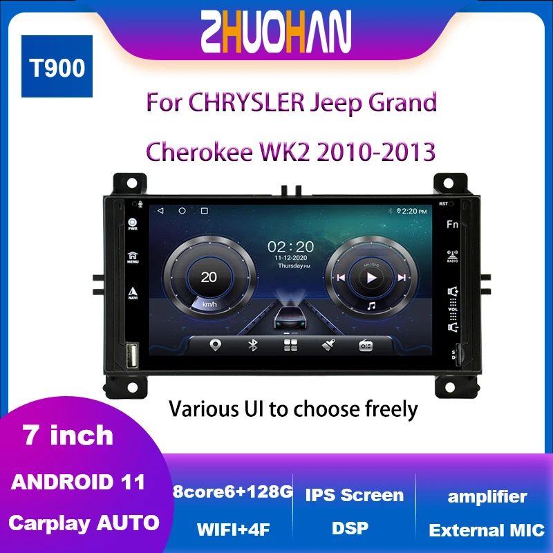 Android 12 Autoradio 7inch Car multimedia player AUTO Stereo GPS Navigation For Jeep Grand Cherokee WK2 2010 2011 2012 2013 DSP