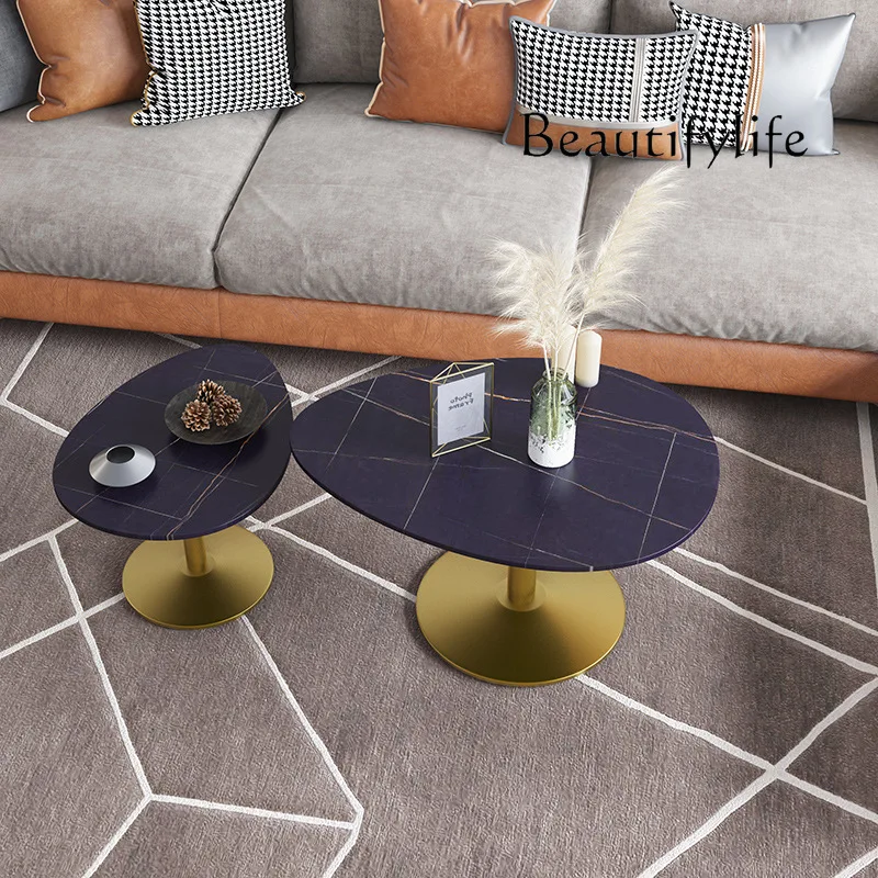 Nordic creative oval coffee table small apartment household living room rock slab size coffee table