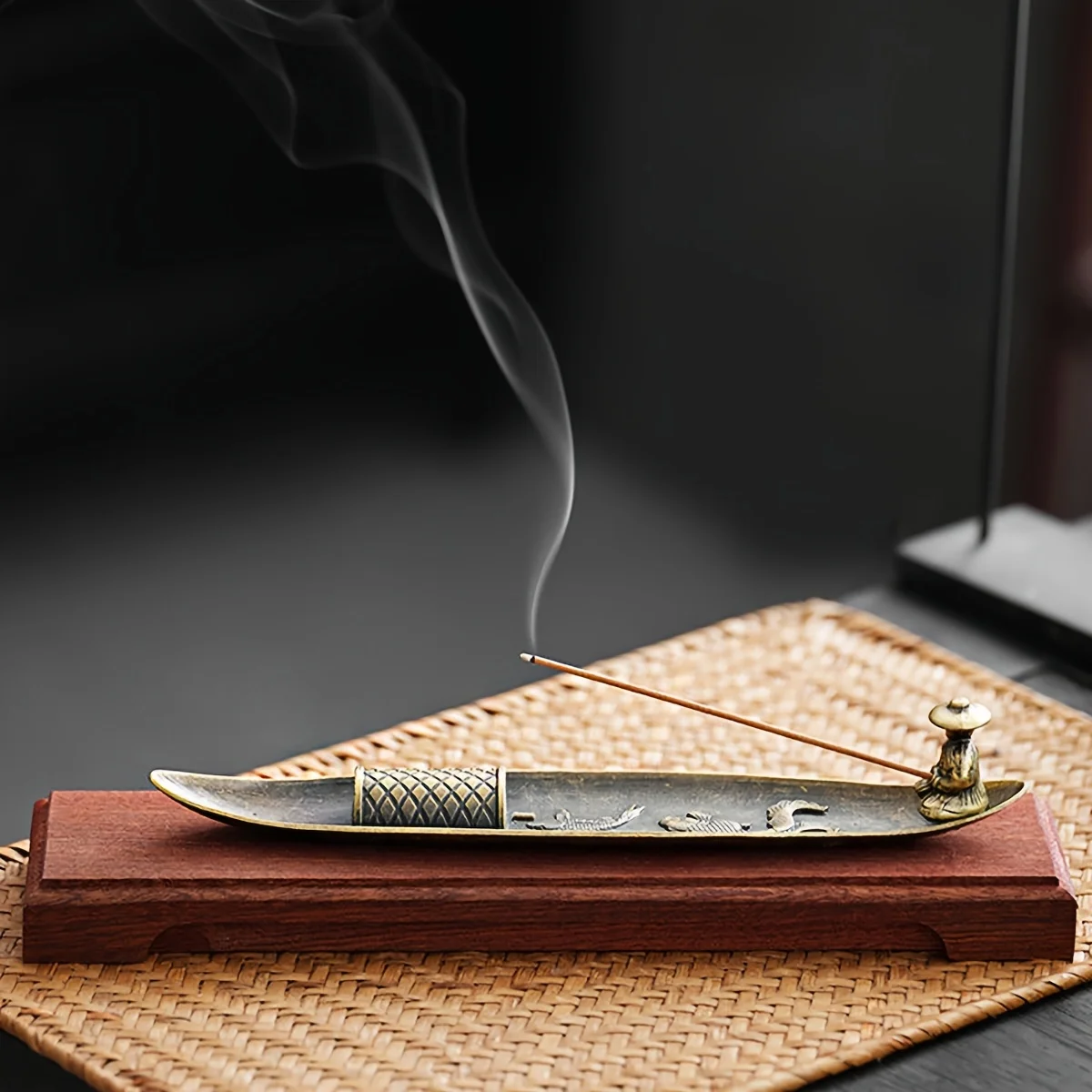 Boat Old Men Fishing Incense Stick Creative Leafs Censer Incense Holder Aromatherapy Ornament Home Indoor Incense Burner