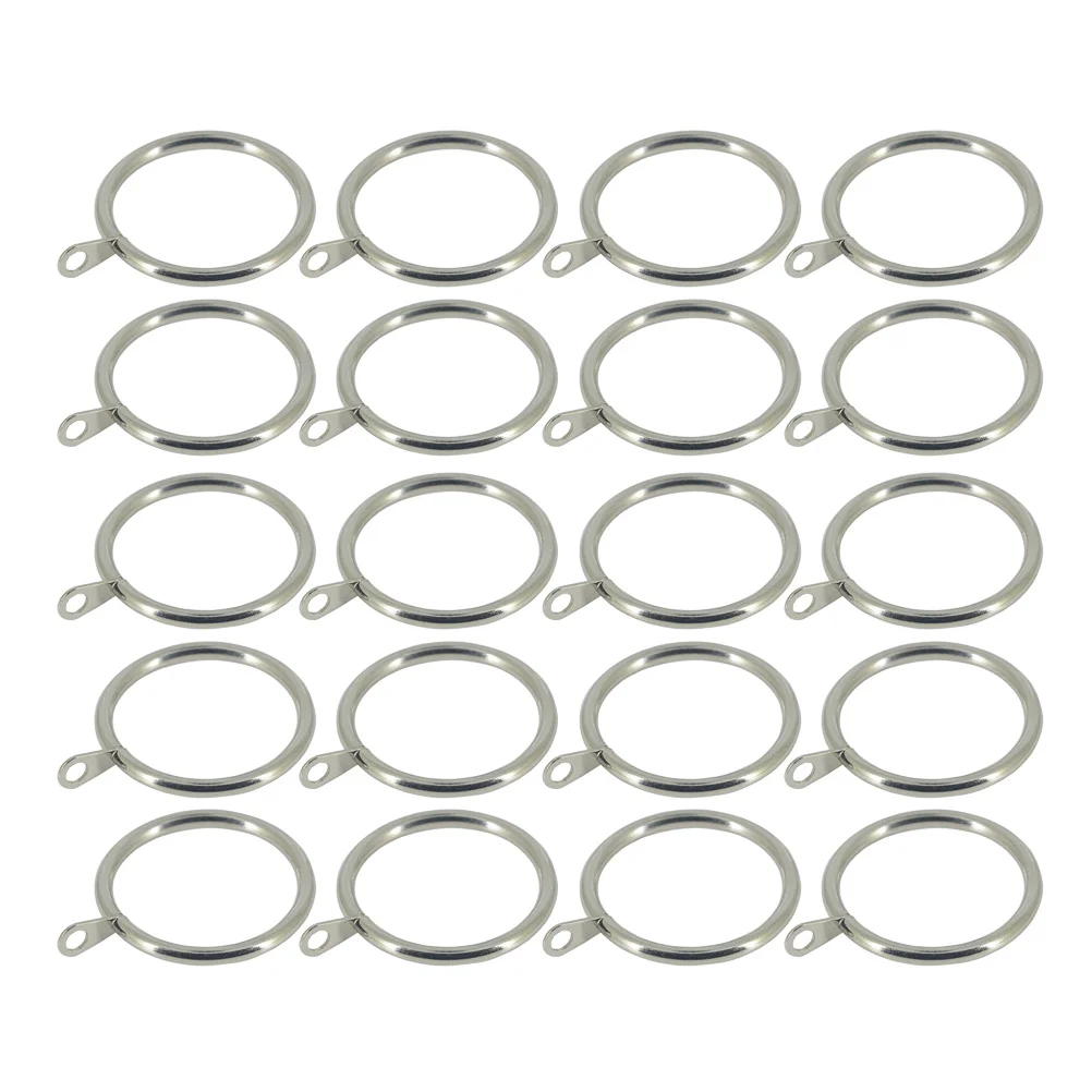 20 قطعة حلقات ستائر حديدية صديقة للبيئة قوية محمولة لغرفة تبديل الملابس المنزلية نظيفة أنيقة 37 مللي متر خواتم معلقة فضية