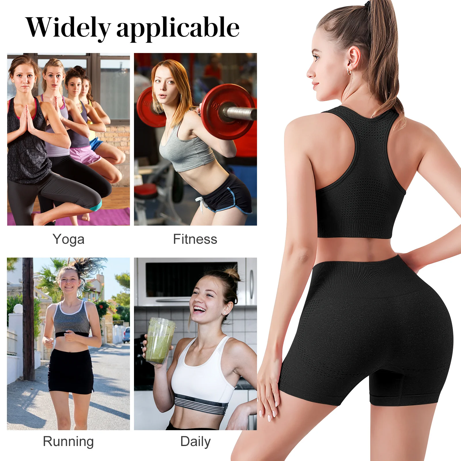 Women Yoga Fitness Tank Top Shorts Set Black Lightweight Breathable Gym Running Clothes Workout Sets For Women