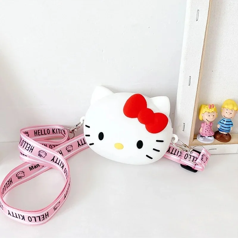 Tas selempang pelatih untuk anak perempuan Hello Kitty Kawaii tas surat perjalanan 3d bahu dompet kecil tas ponsel untuk hadiah anak perempuan