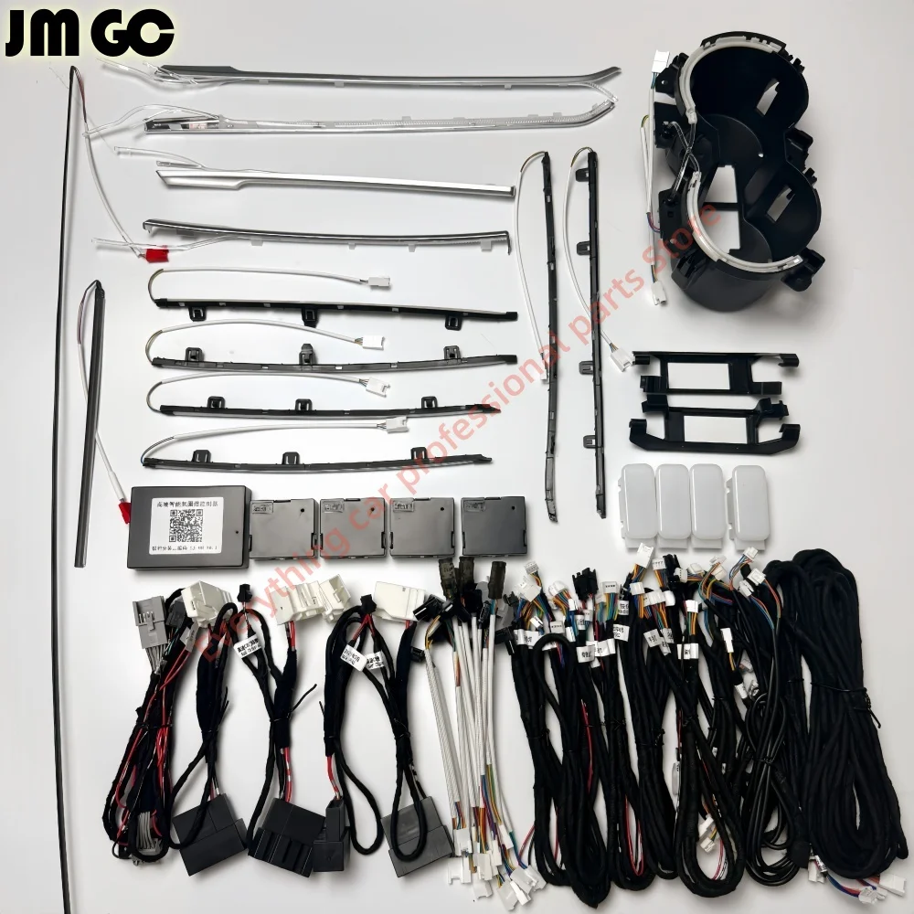 

Автомобильный светодиодный окружающий свет для Audi A4 A5 B9 Двери 30-цветная световодная полоса Внутреннее освещение Экран обновления атмосферы Управление через приложение