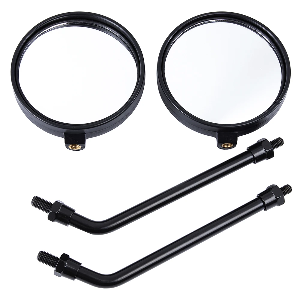 2pcs Universal Motorcycle Black Round Mirror Fit For Most 10mm Thread Dia Rear View Mirror Side Mirrors