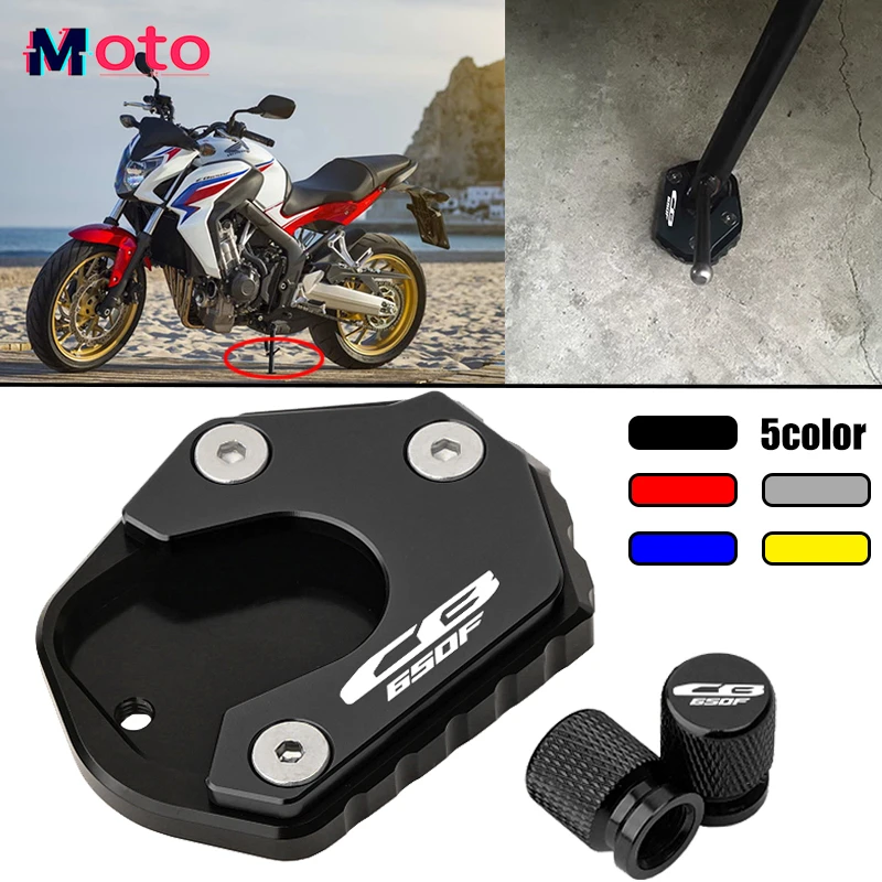 Fit For Honda Cb650f Cb 650F 2014-2025 2024 Motorcycle CNC Accessories Kickstand Side Stand Foot Extension Pad & Tire Valve Cap